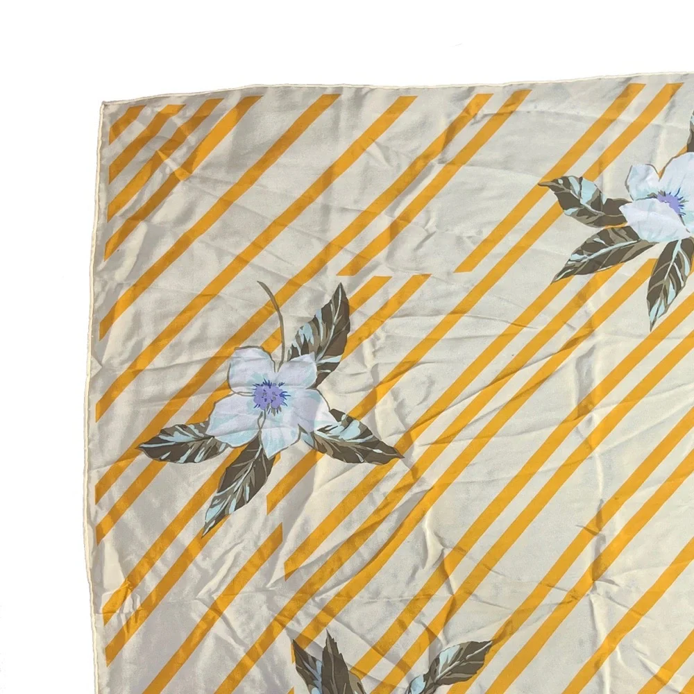 ✨ Vintage Christian Dior Silk Scarf Yellow Stripe Floral ✨
